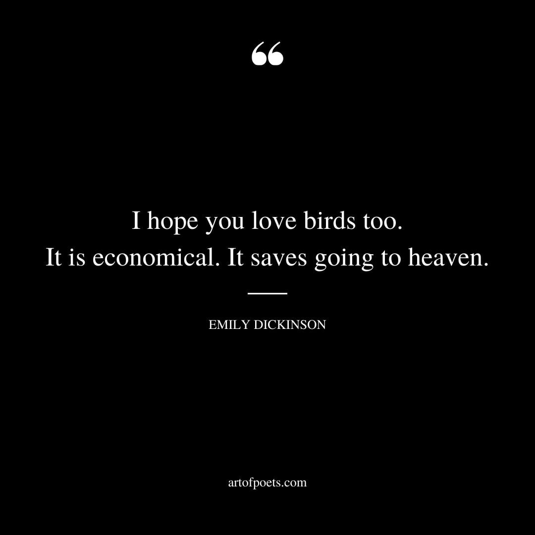 I hope you love birds too. It is economical. It saves going to heaven