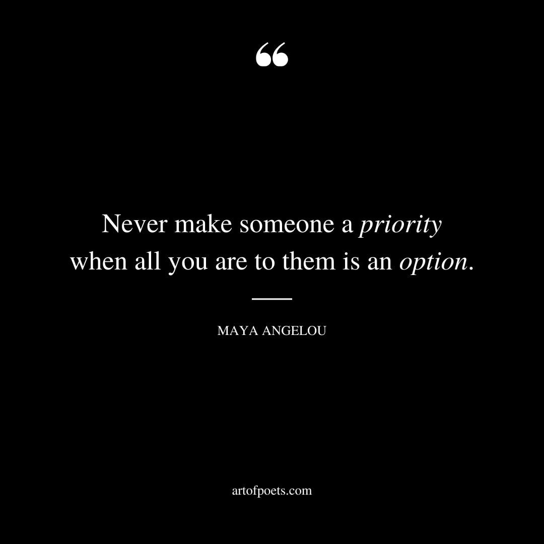 Never make someone a priority when all you are to them is an option