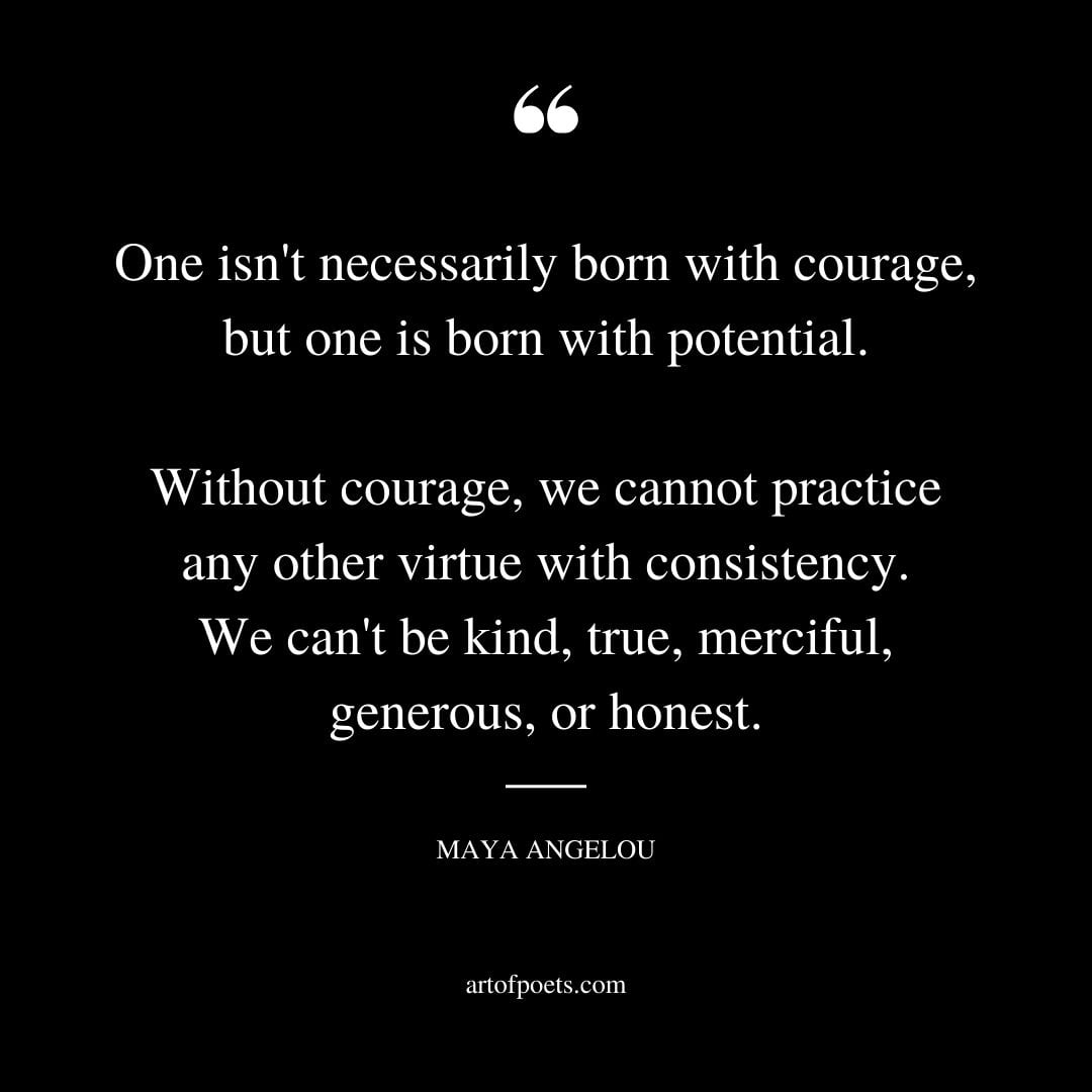 One isnt necessarily born with courage but one is born with potential. Without courage we cannot practice any other virtue with consistency