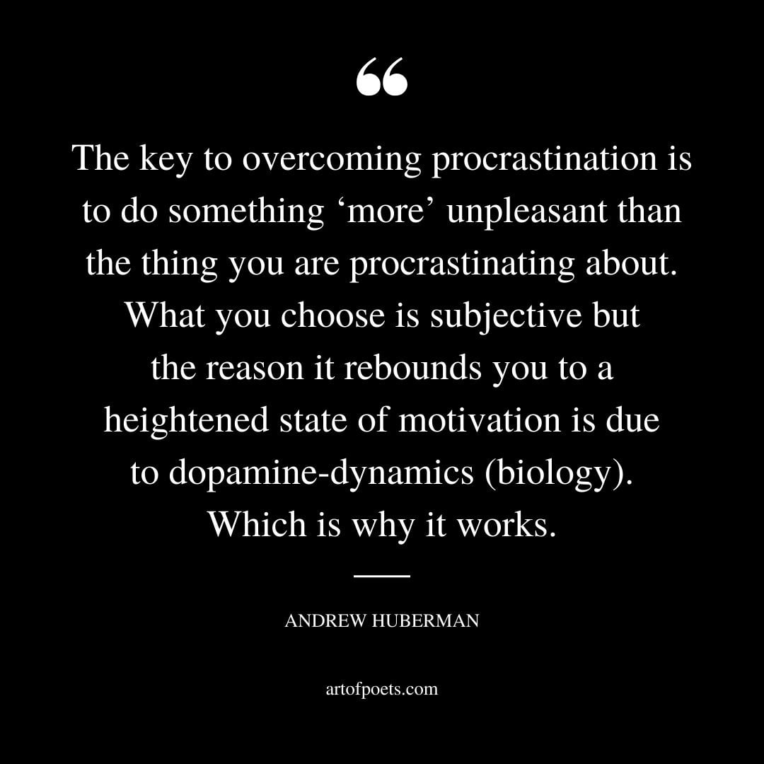 The key to overcoming procrastination is to do something more unpleasant than the thing