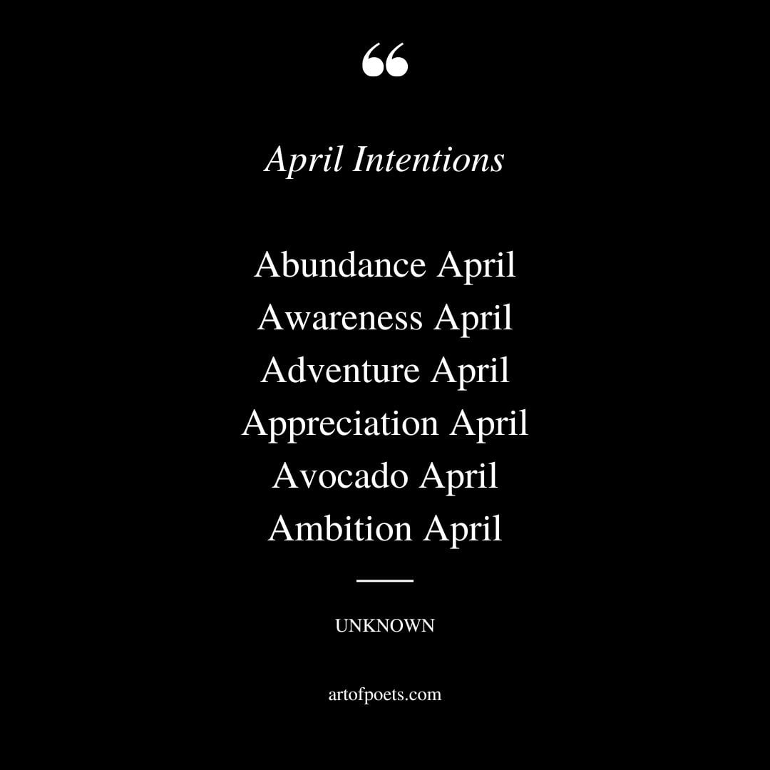 April Intentions Abundance April Awareness April Adventure April Appreciation April Avocado April Ambition April