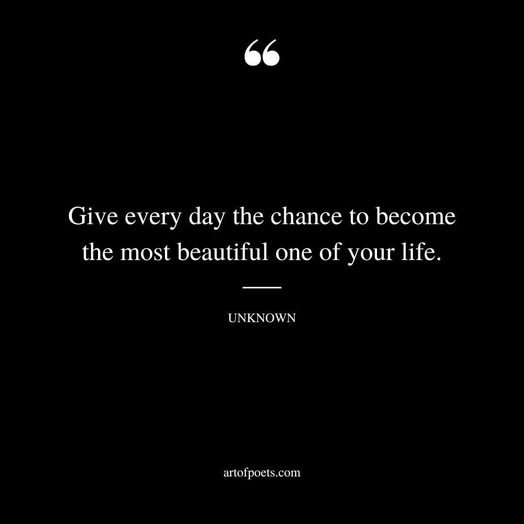 Give every day the chance to become the most beautiful one of your life