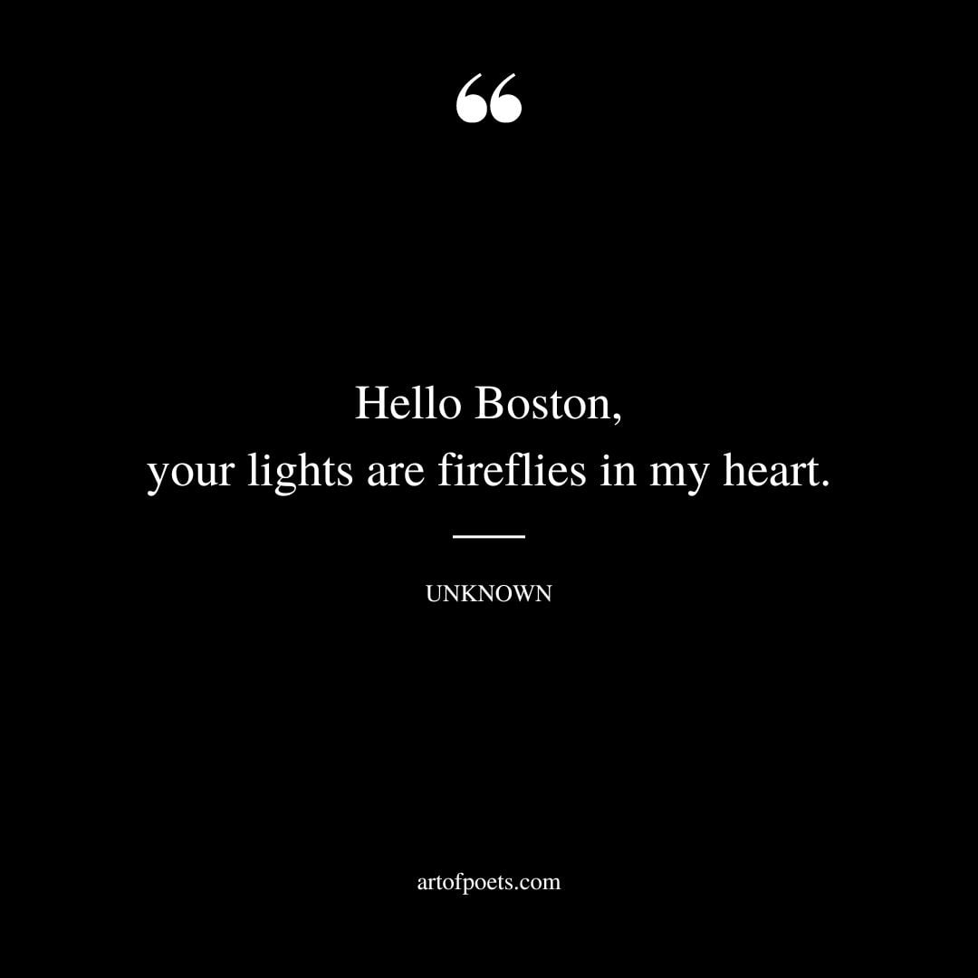Hello Boston your lights are fireflies in my heart