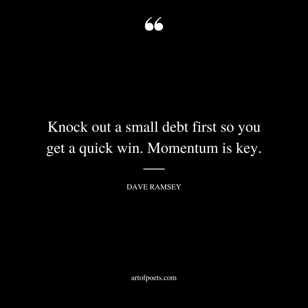 Knock out a small debt first so you get a quick win. Momentum is key