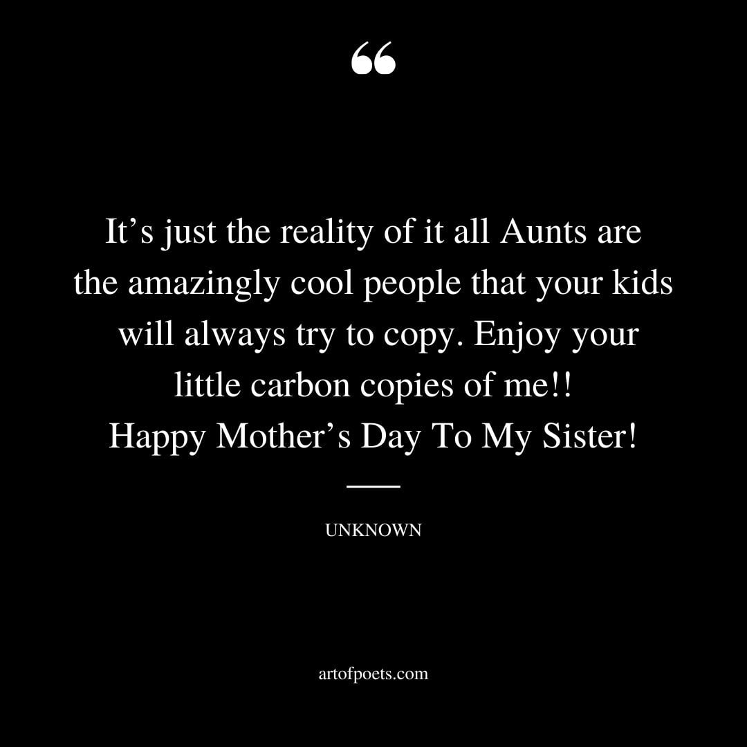 Its just the reality of it all Aunts are the amazingly cool people that your kids will always try to copy. Enjoy your little carbon copies of me