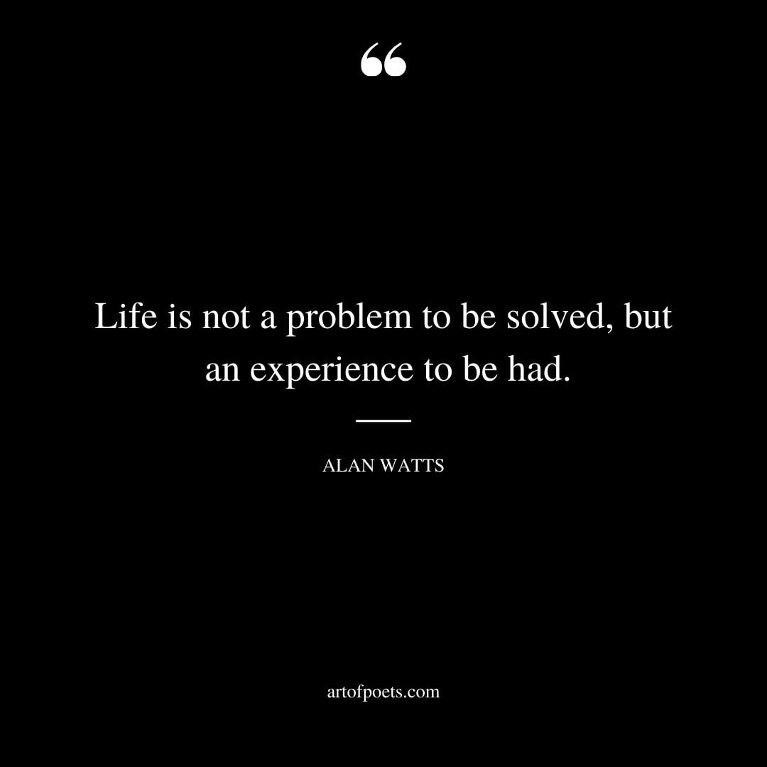 Life is not a problem to be solved but an experience to be had
