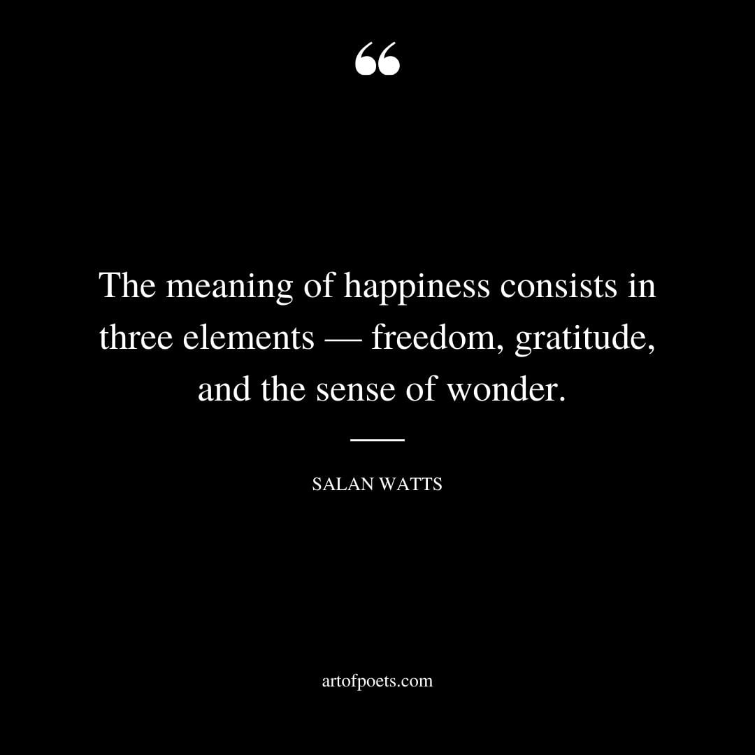 The meaning of happiness consists in three elements — freedom gratitude and the sense of wonder