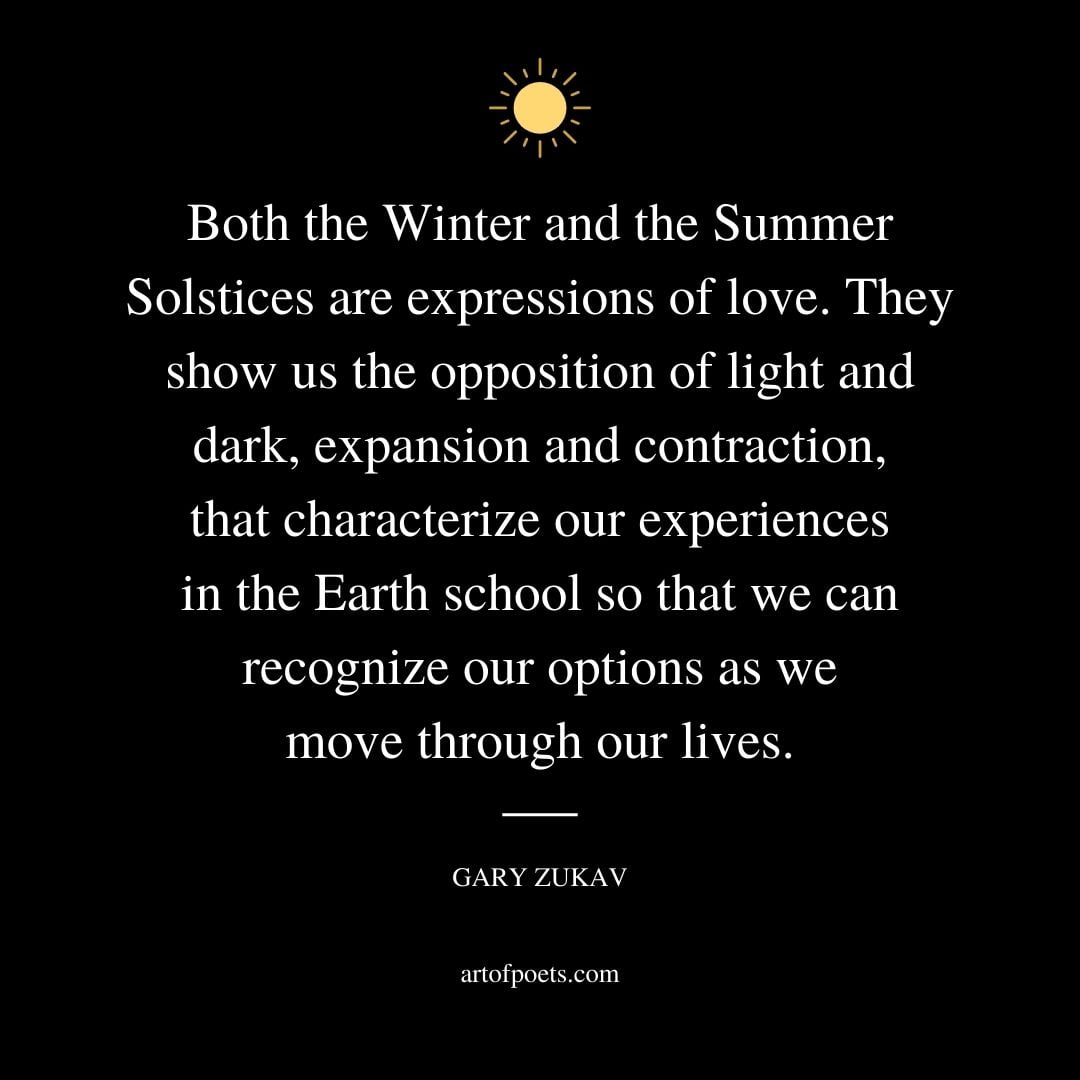 Both the Winter and the Summer Solstices are expressions of love. They show us the opposition of light and dark expansion and contraction