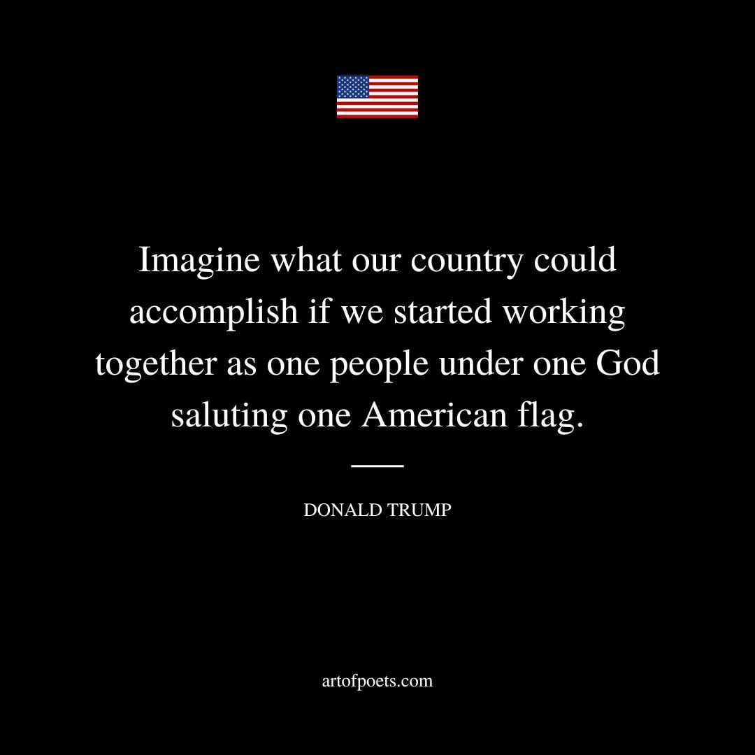 Imagine what our country could accomplish if we started working together as one people under one God saluting one American flag