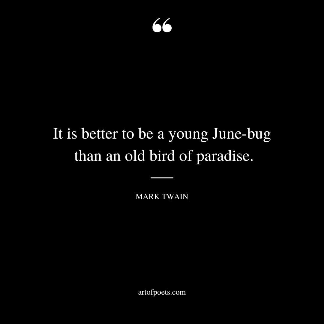 It is better to be a young June bug than an old bird of paradise