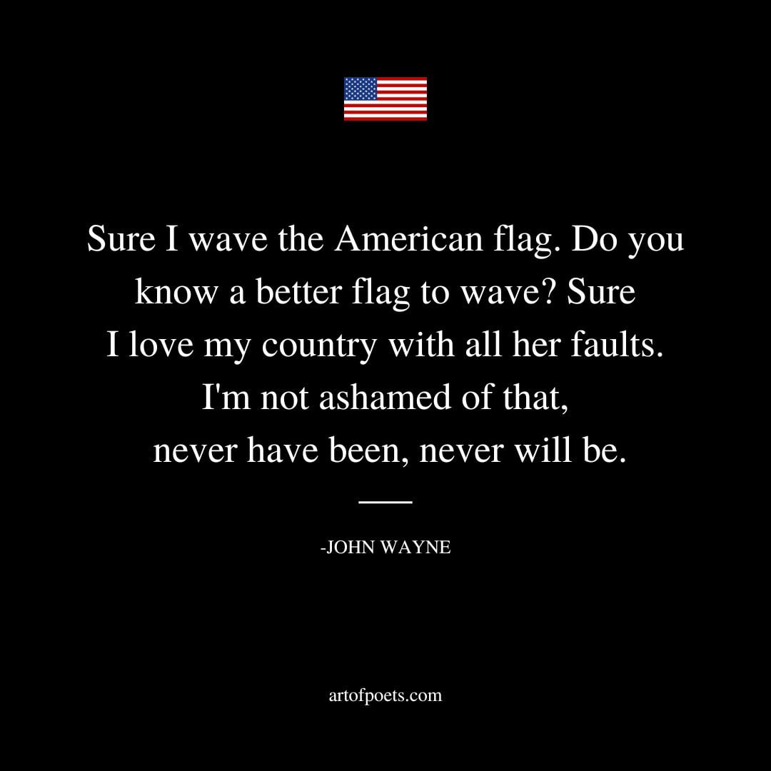 Sure I wave the American flag. Do you know a better flag to wave Sure I love my country with all her faults. Im not ashamed of that never have been never will be