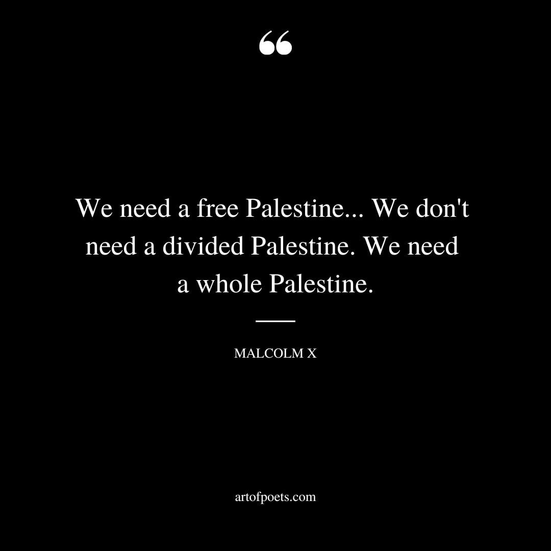 We need a free Palestine. We dont need a divided Palestine. We need a whole Palestine