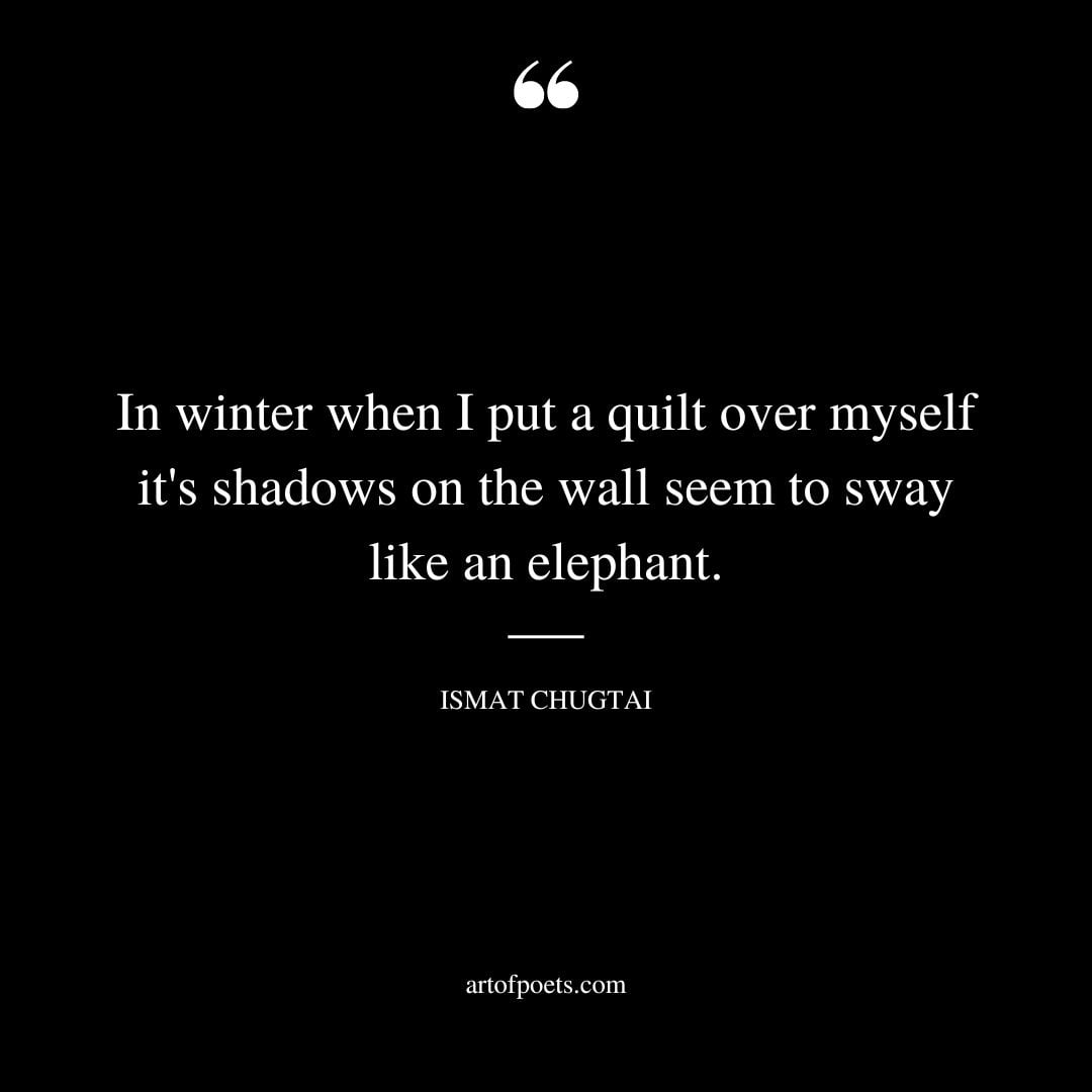 In winter when I put a quilt over myself its shadows on the wall seem to sway like an elephant.﻿