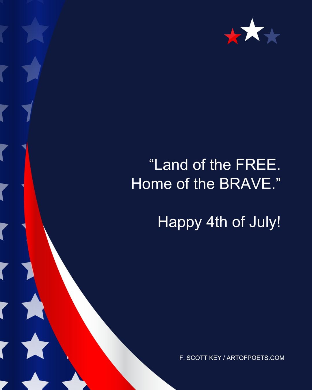 Land of the FREE. Home of the BRAVE. Happy 4th of July
