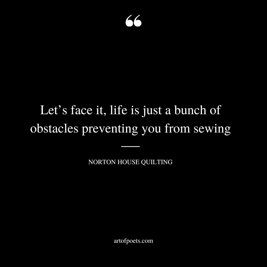 Lets face it life is just a bunch of obstacles preventing you from sewing