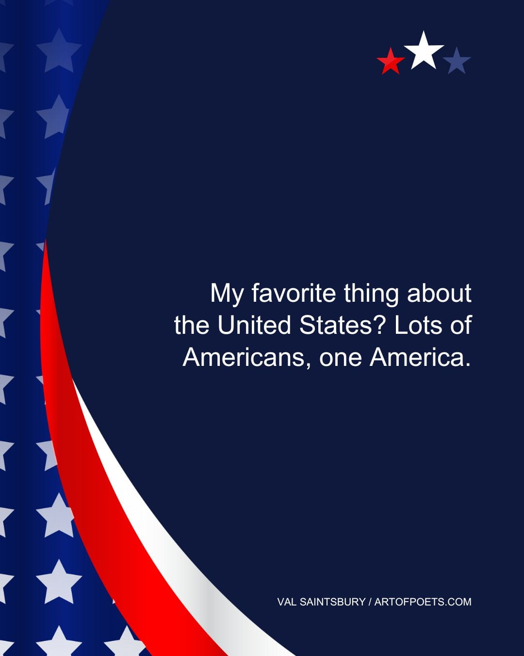 My favorite thing about the United States Lots of Americans one America