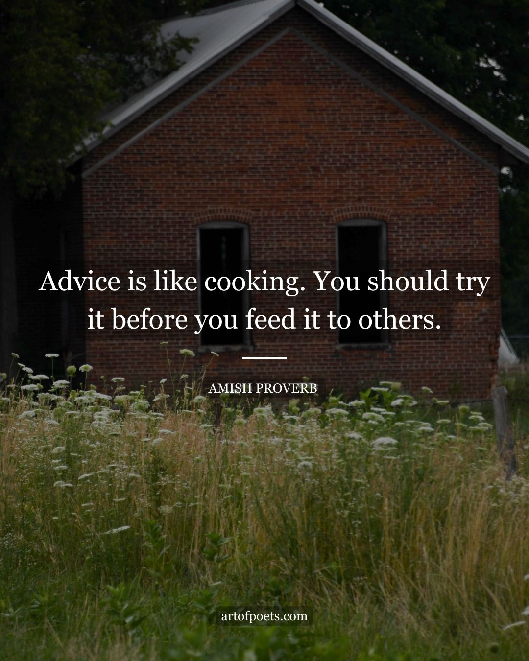 Advice is like cooking. You should try it before you feed it to others