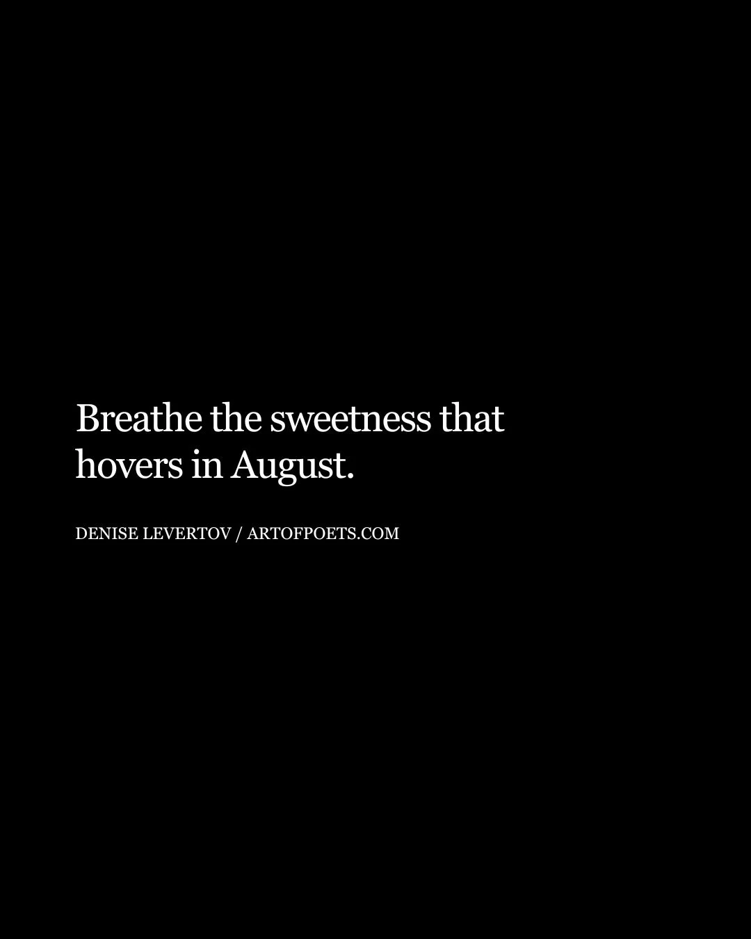 Breathe the sweetness that hovers in August