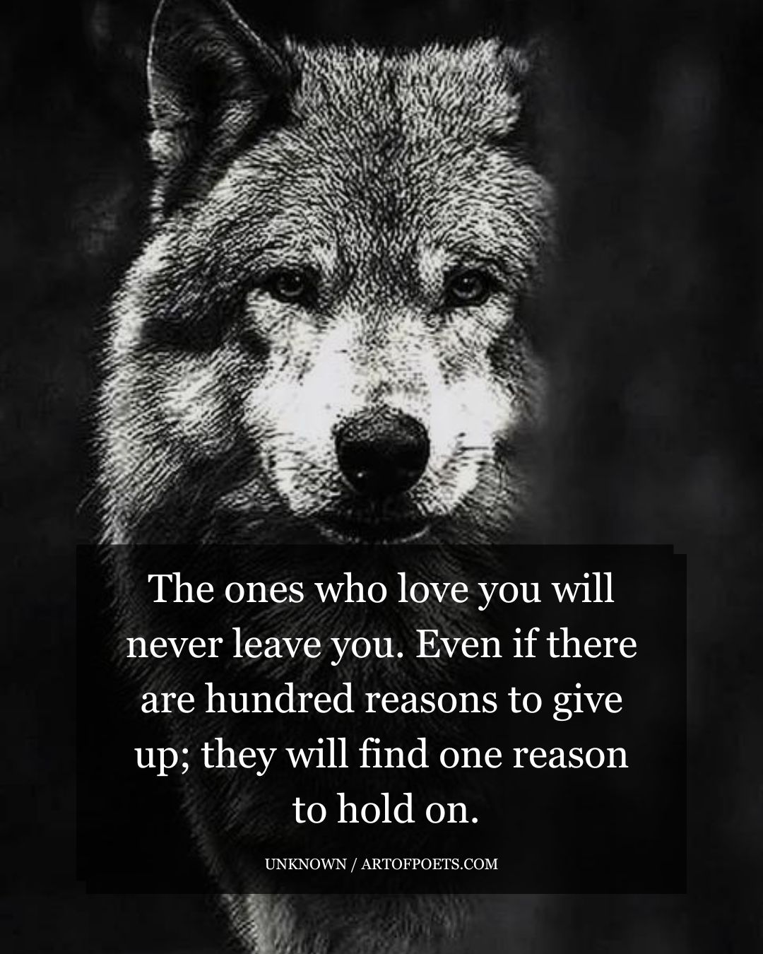 The ones who love you will never leave you. Even if there are hundred reasons to give up they will find one reason to hold on