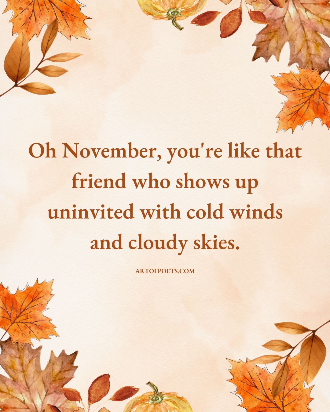 Oh November youre like that friend who shows up uninvited with cold winds and cloudy skies