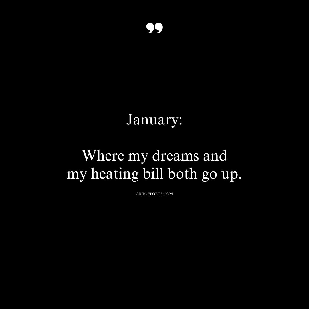 January Where my dreams and my heating bill both go up