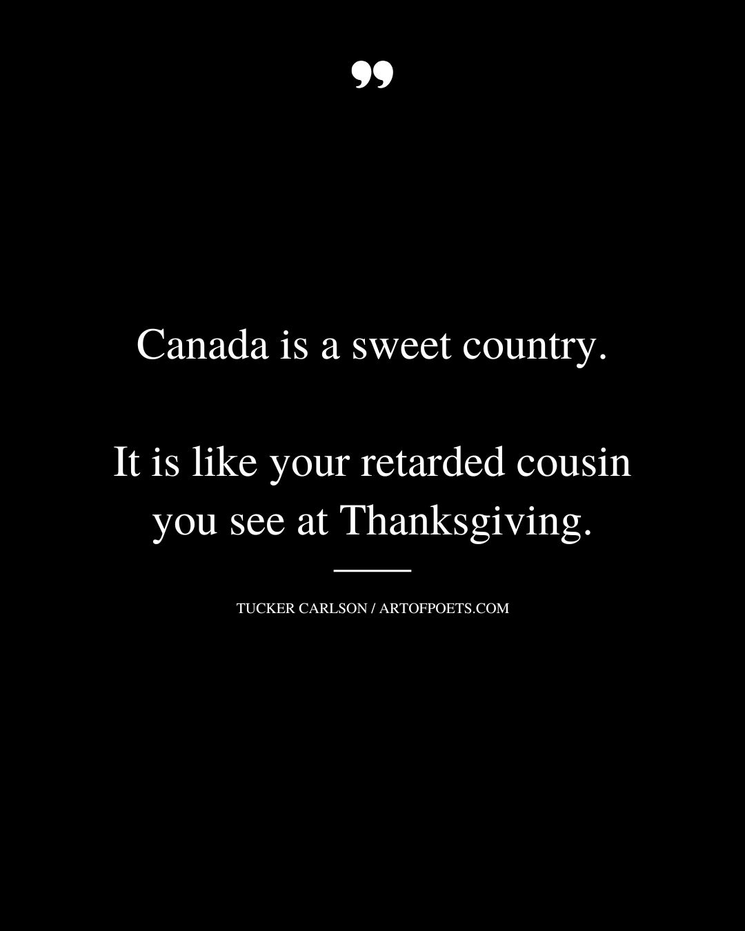 Canada is a sweet country. It is like your retarded cousin you see at Thanksgiving
