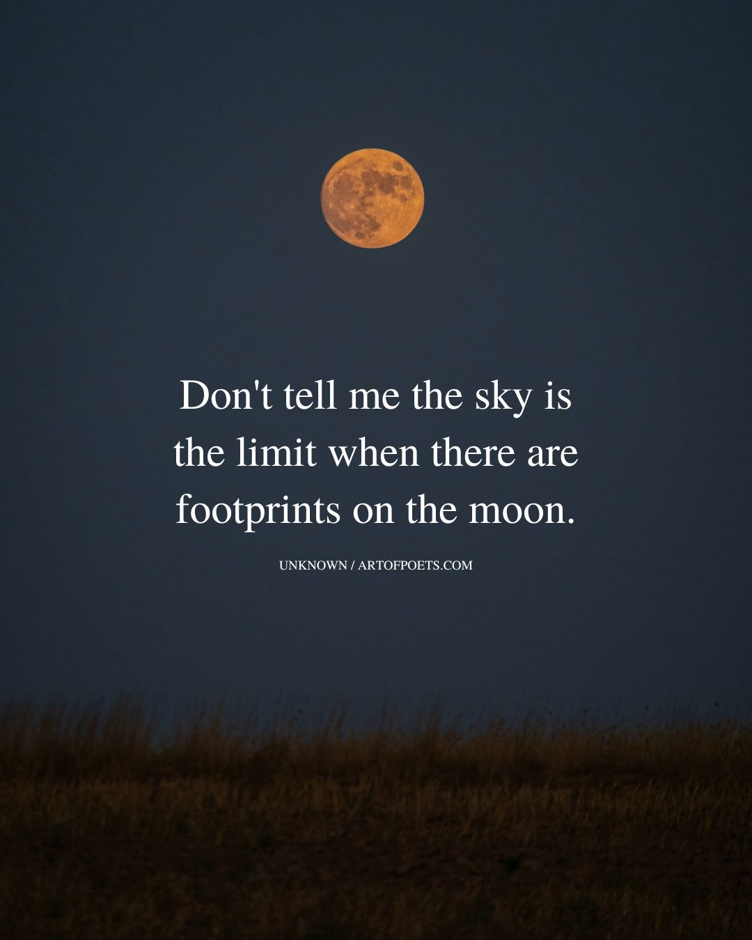 Dont tell me the sky is the limit when there are footprints on the moon