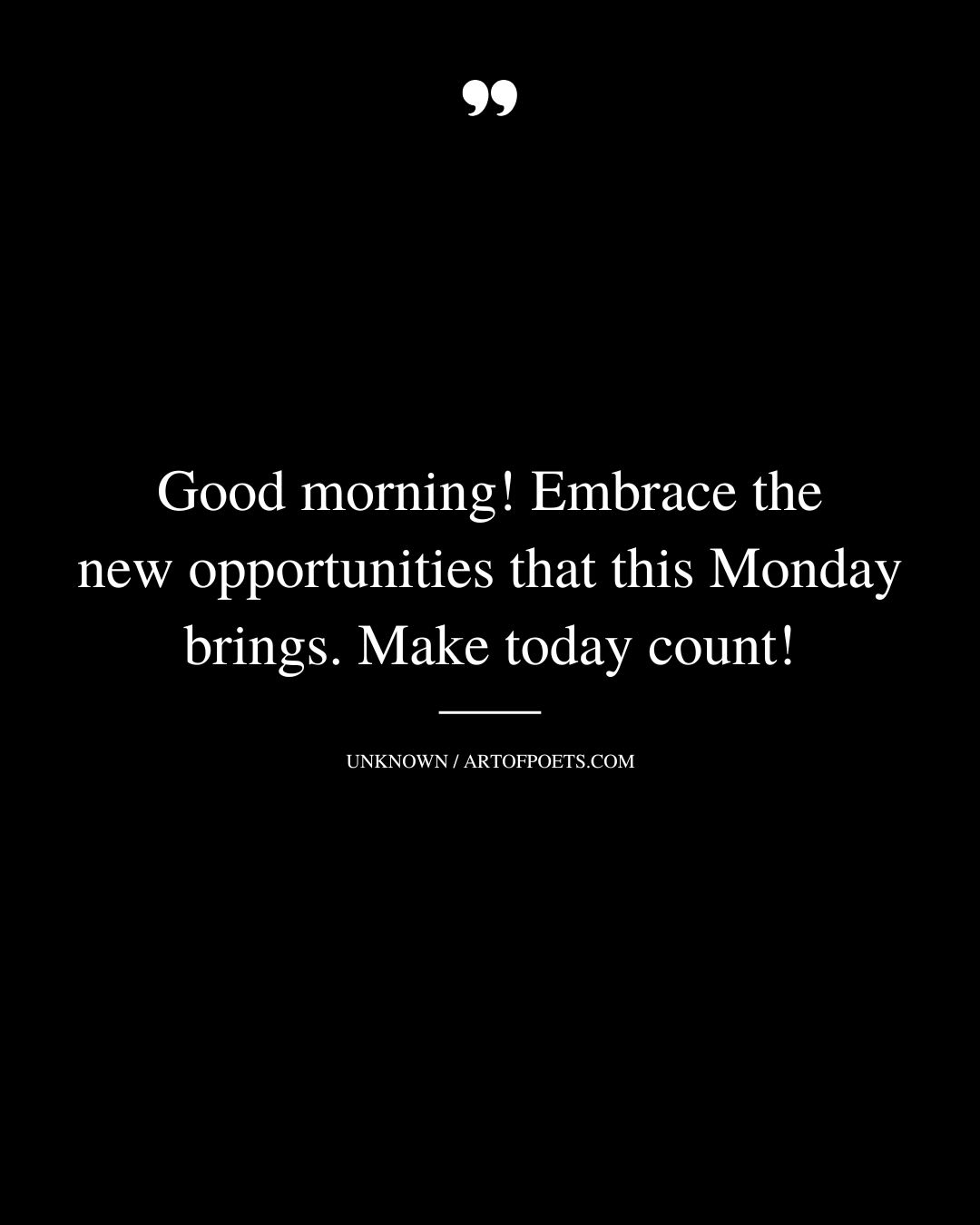 Good morning Embrace the new opportunities that this Monday brings