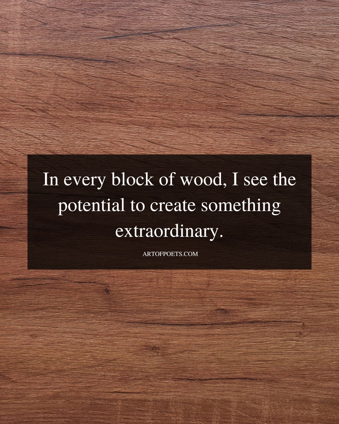 In every block of wood I see the potential to create something