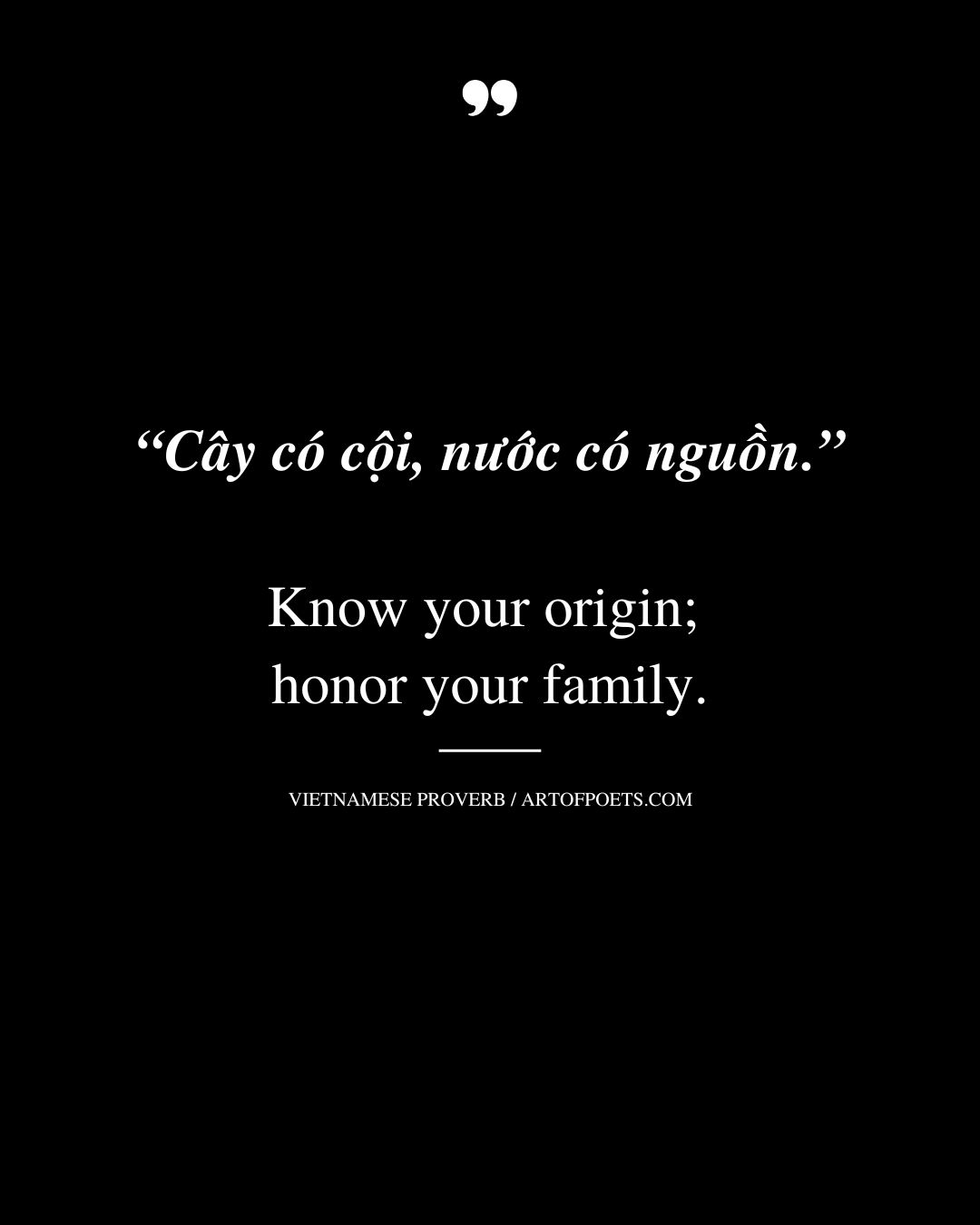 Know your origin honor your family