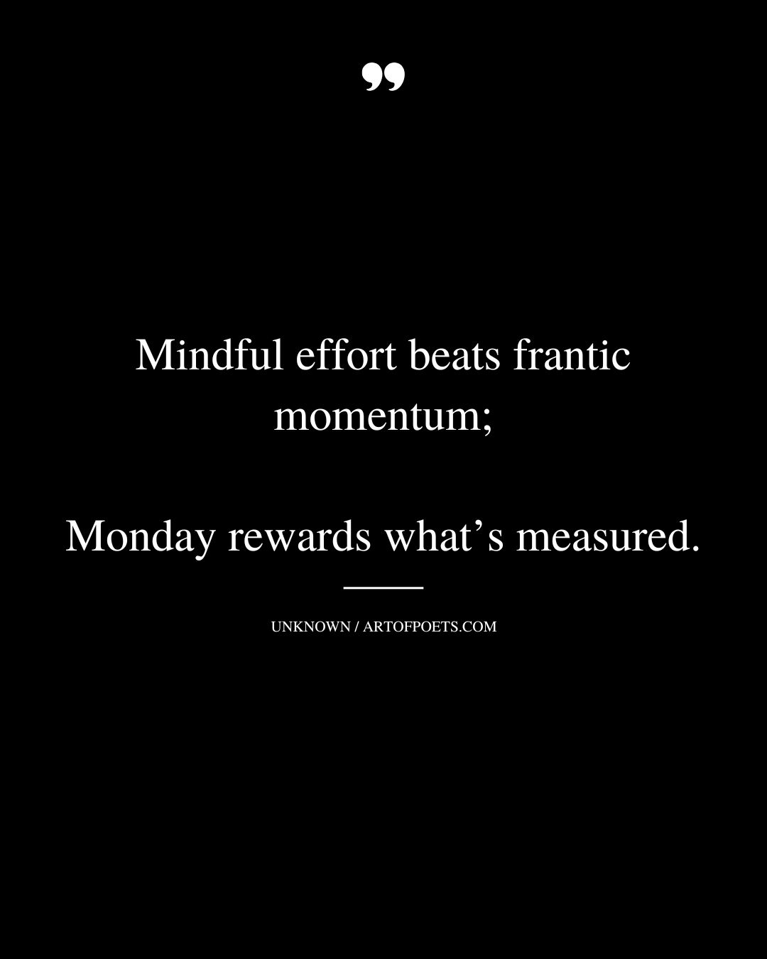 Mindful effort beats frantic momentum—Monday rewards whats measured
