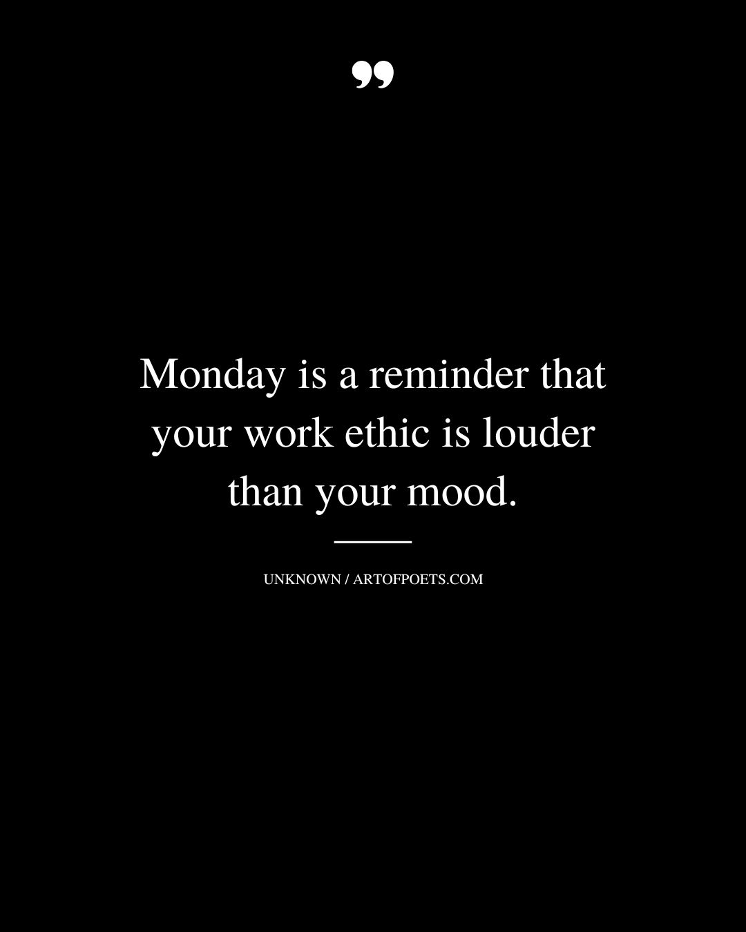 Monday is a reminder that your work ethic is louder than your mood