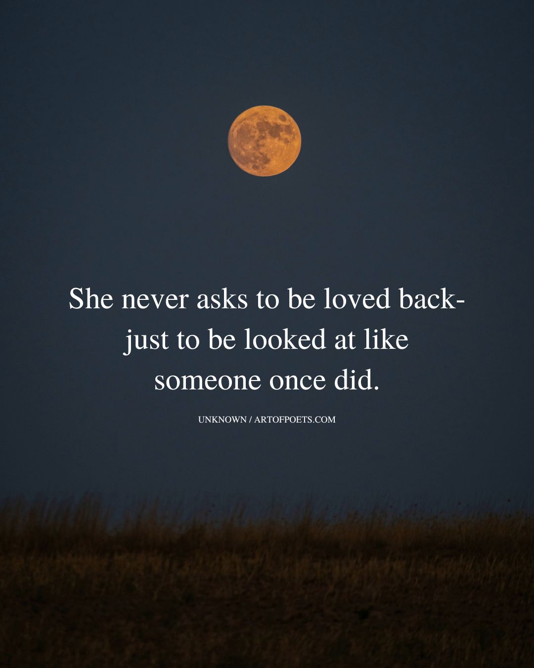 She never asks to be loved back—just to be looked
