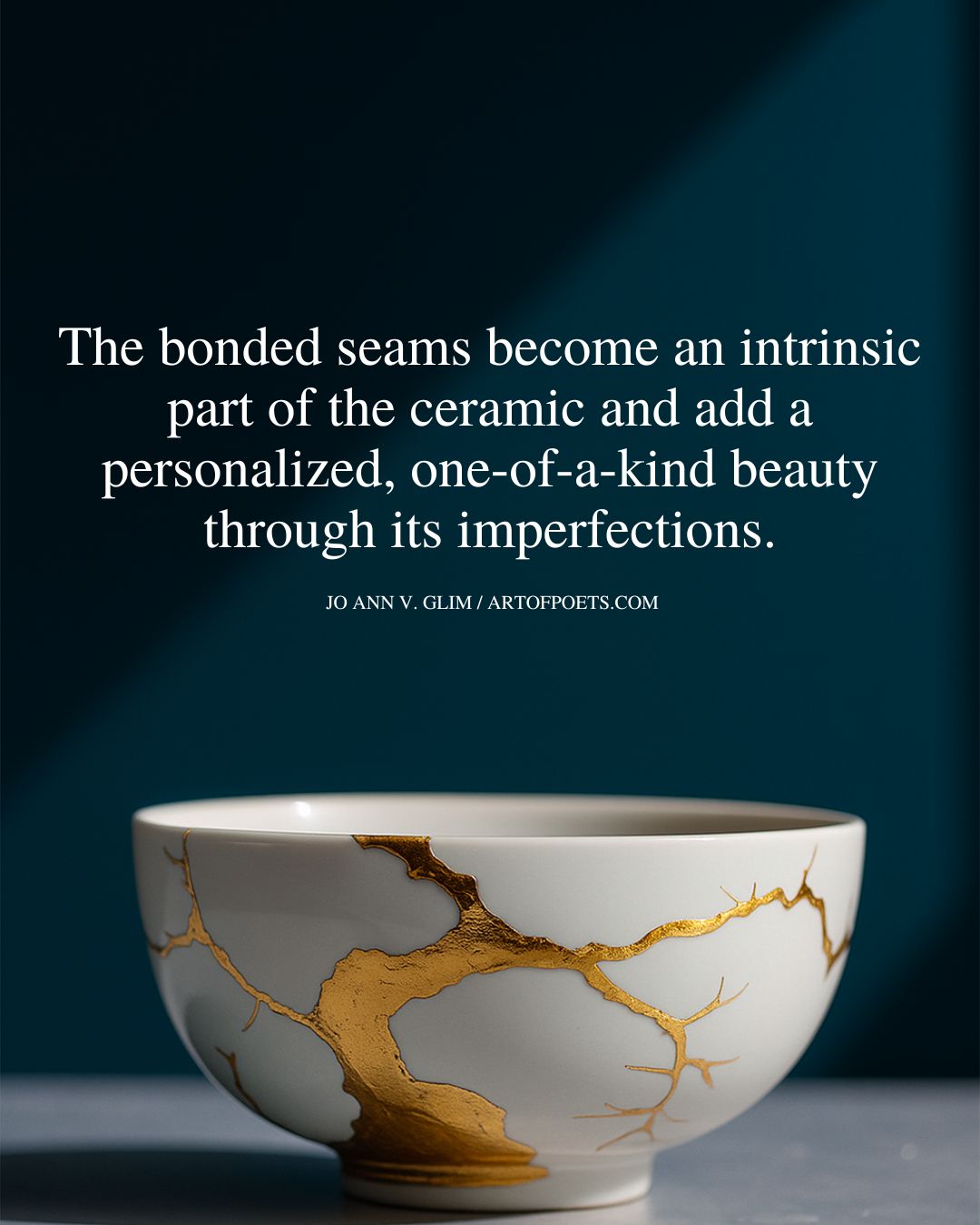 The bonded seams become an intrinsic part of the ceramic and add a personalized one of a kind beauty through its imperfections. — Jo Ann V. Glim