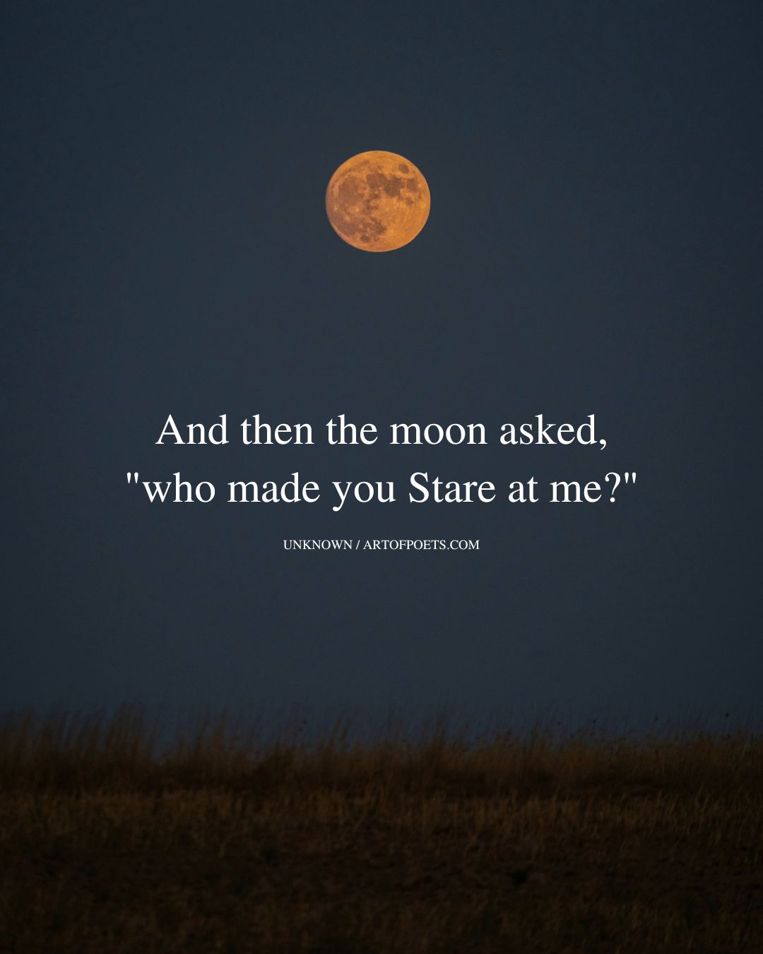 and then the moon asked. who made you Stare at me