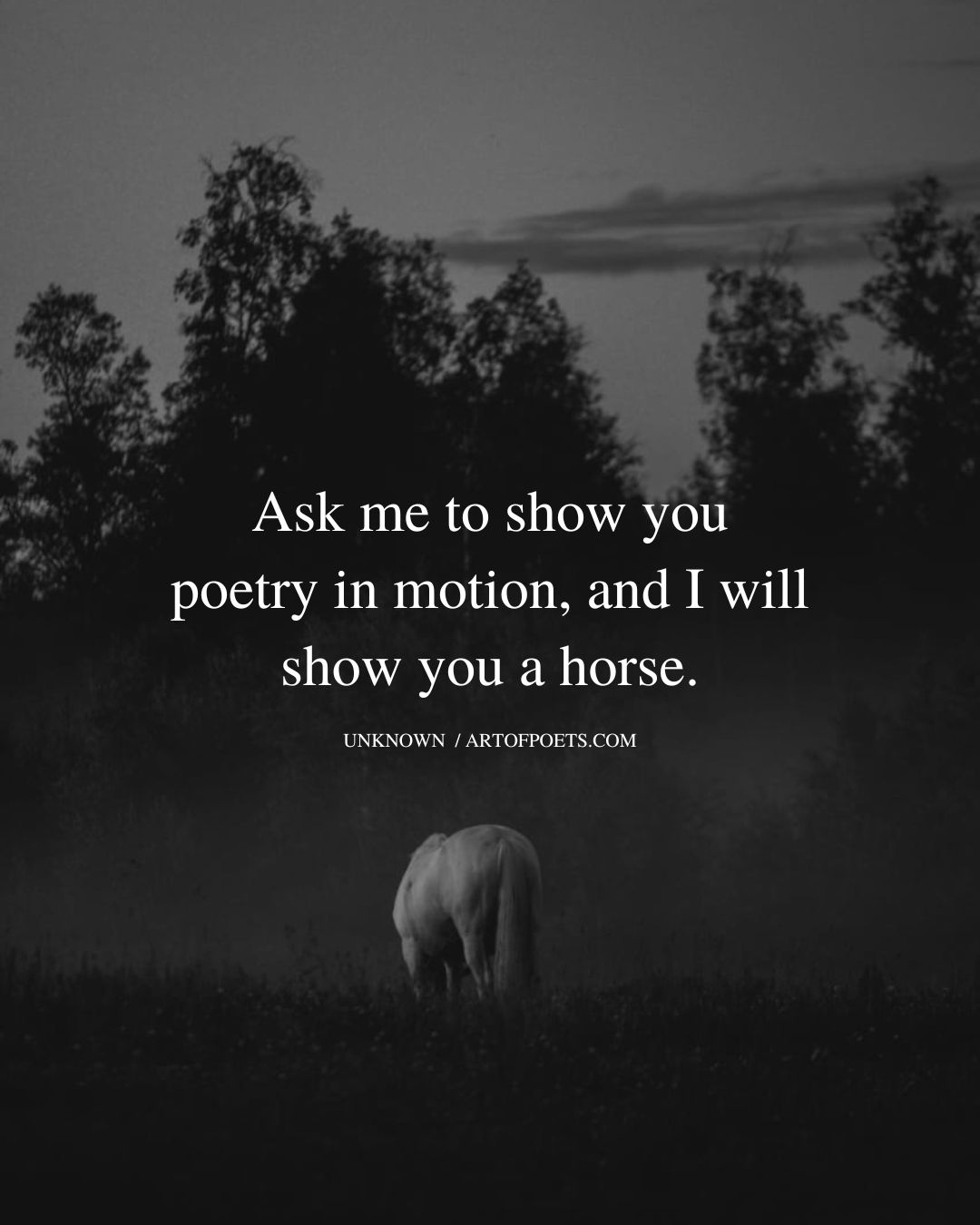 Ask me to show you poetry in motion and I will show you a horse