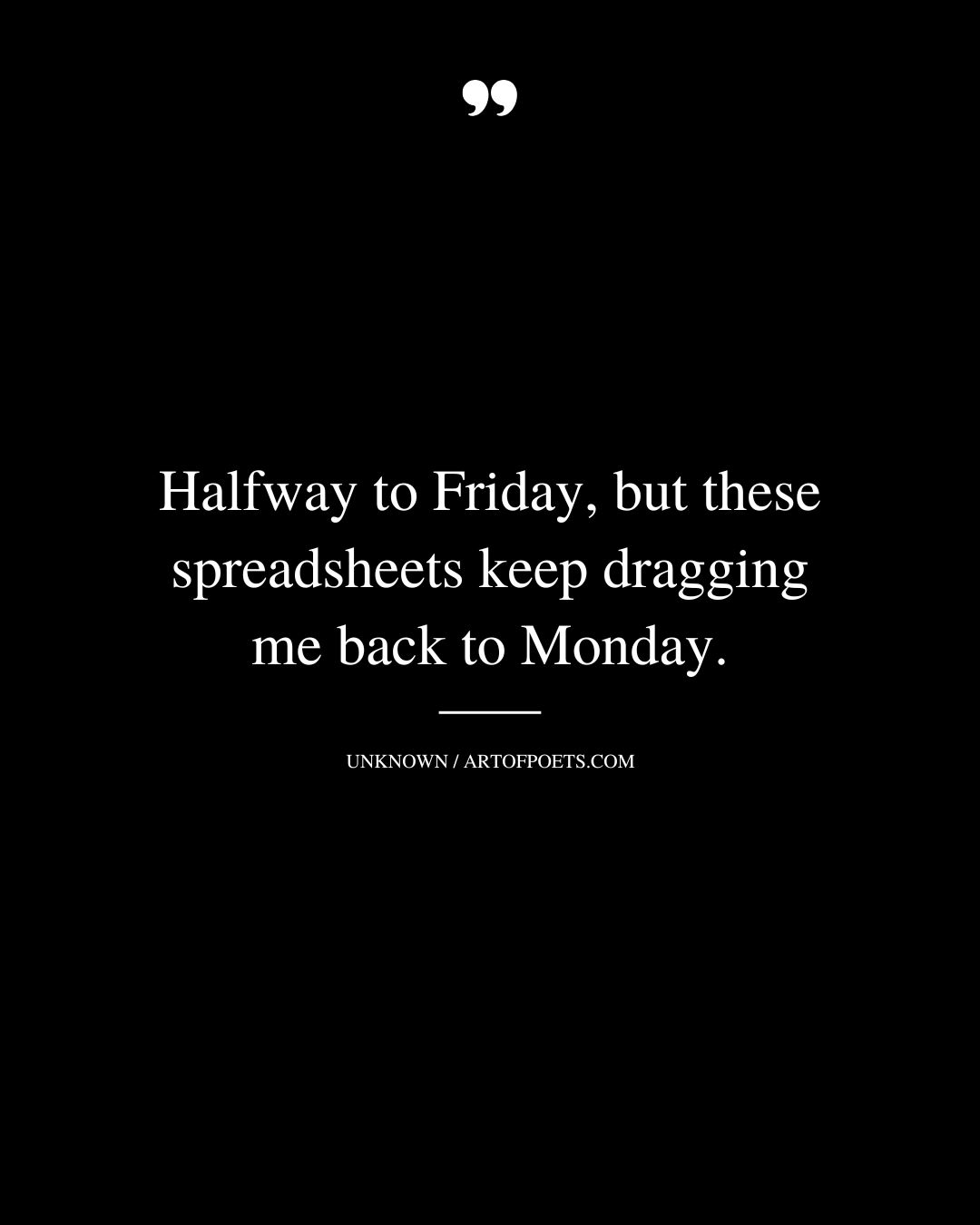 Halfway to Friday but these spreadsheets keep dragging me back to Monday 1