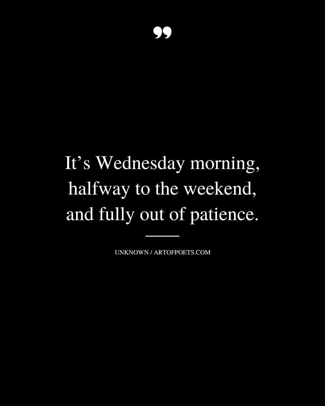 Its Wednesday morning—halfway to the weekend and fully out of patience 1