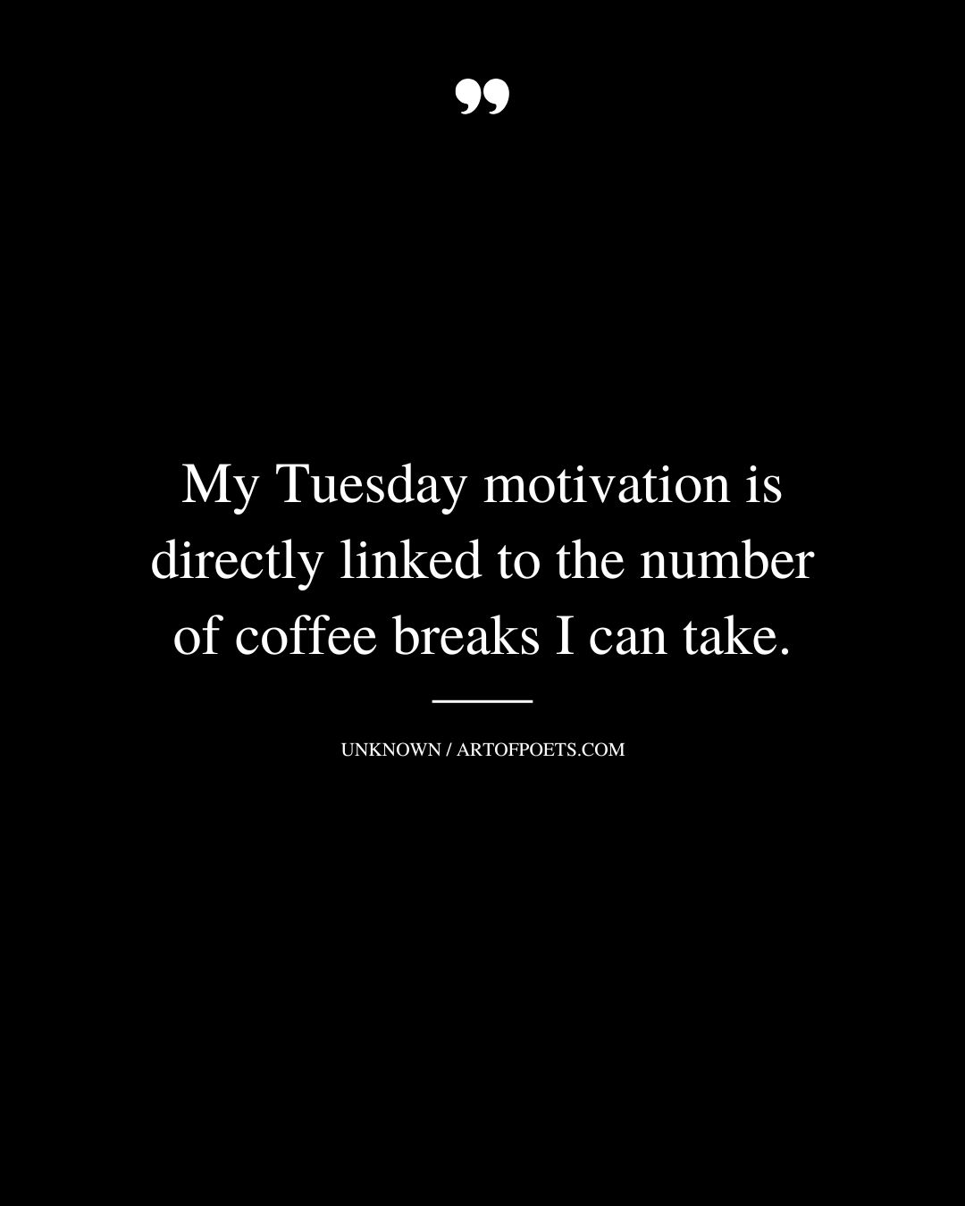 My Tuesday motivation is directly linked to the number of coffee breaks I can take