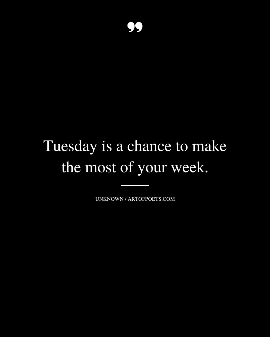 Tuesday is a chance to make the most of your week