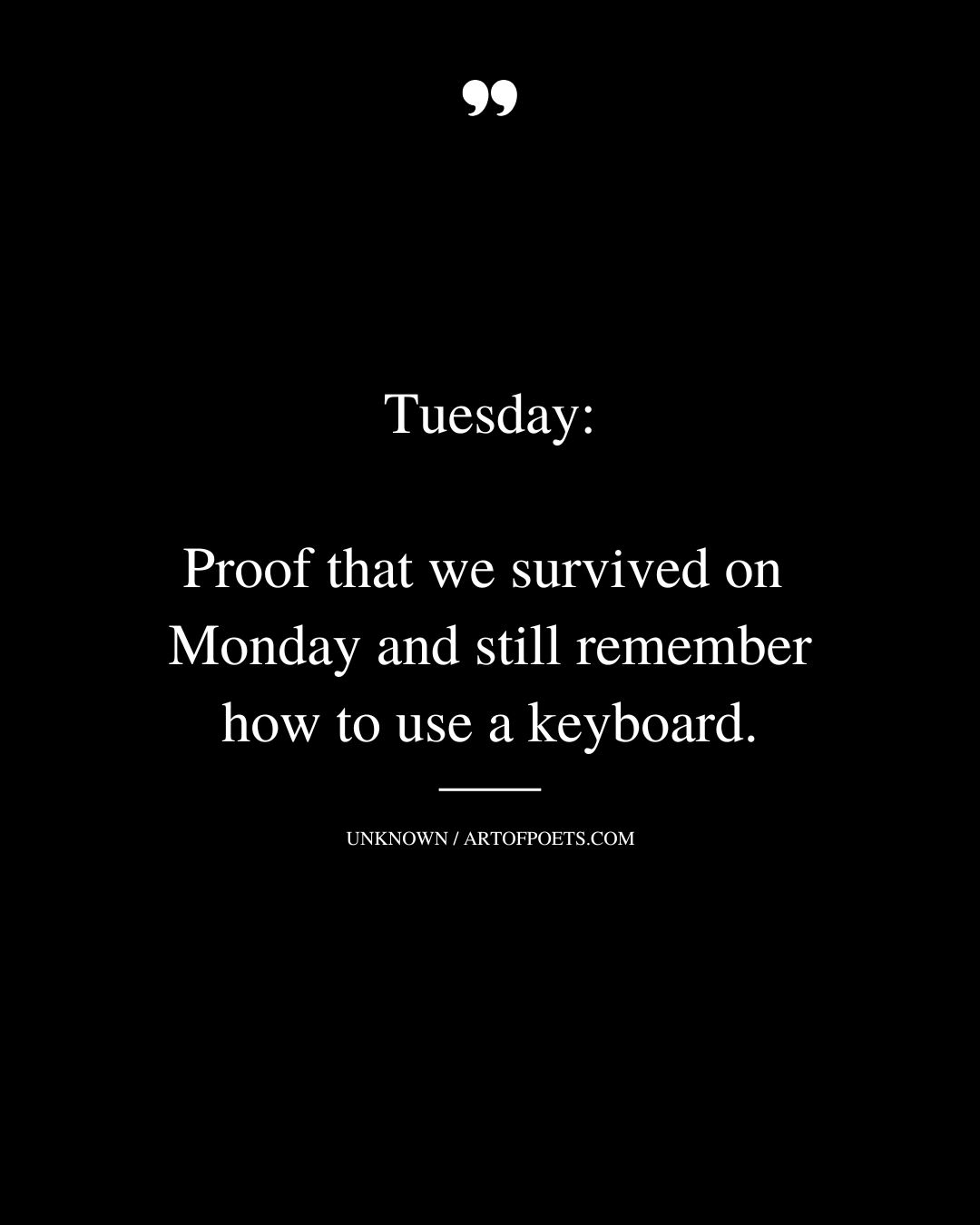Tuesday Proof that we survived Monday and still remember how to use a keyboard