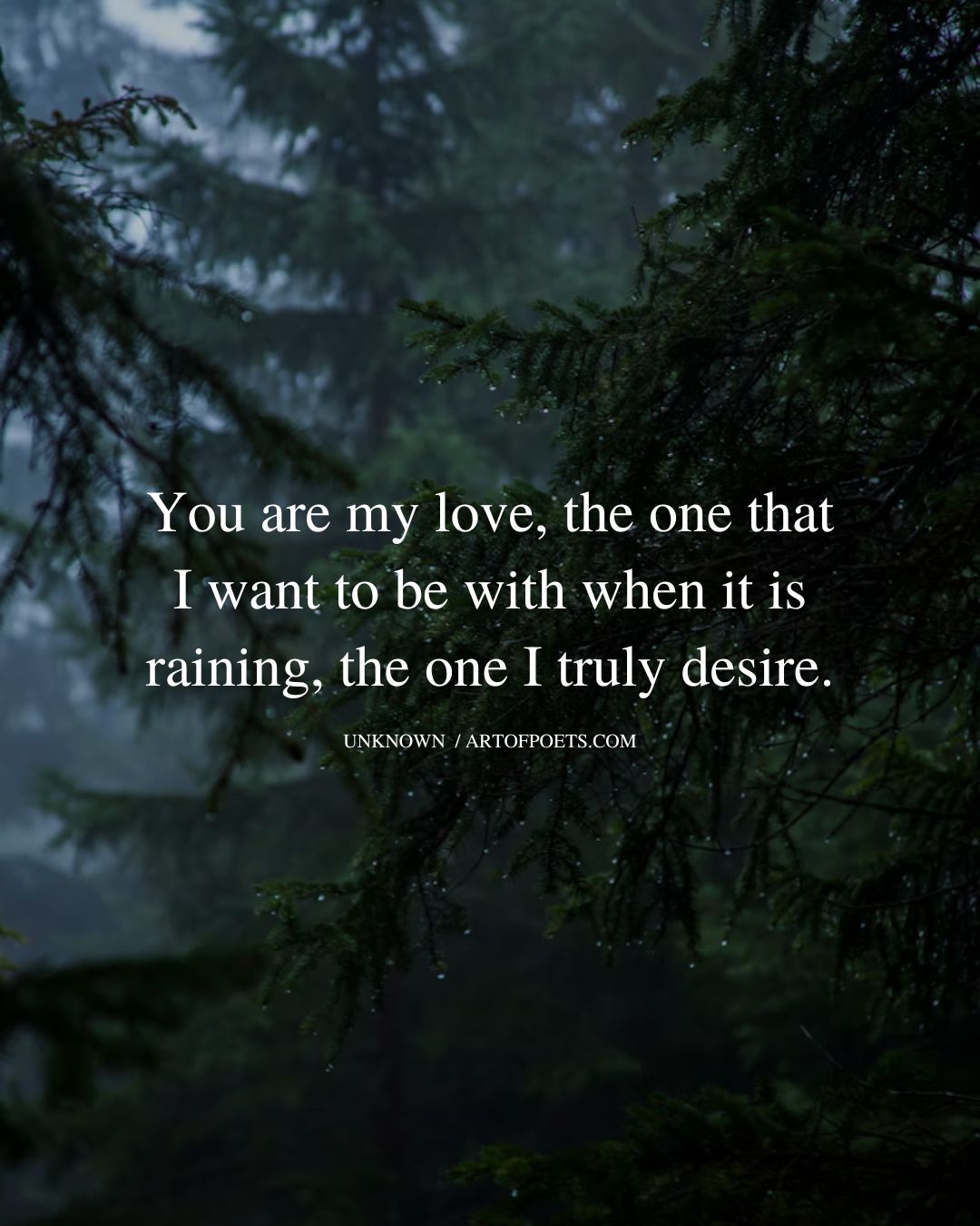 You are my love the one that I want to be with when it is raining the one I truly desire