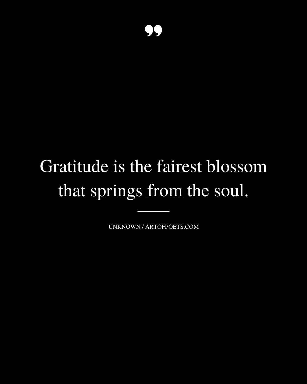 Gratitude is the fairest blossom that springs from the soul