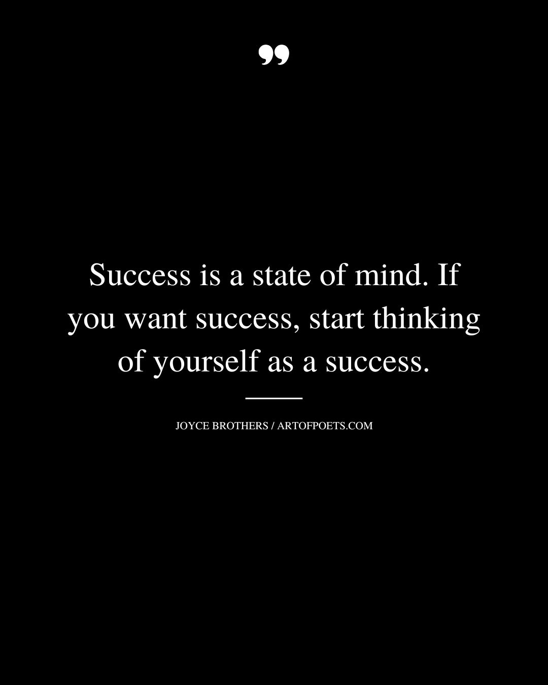 Success is a state of mind. If you want success start thinking of yourself as a success