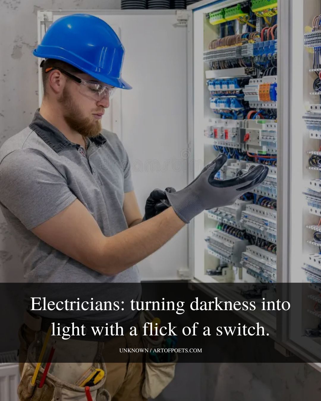 Electricians turning darkness into light with a flick of a switch