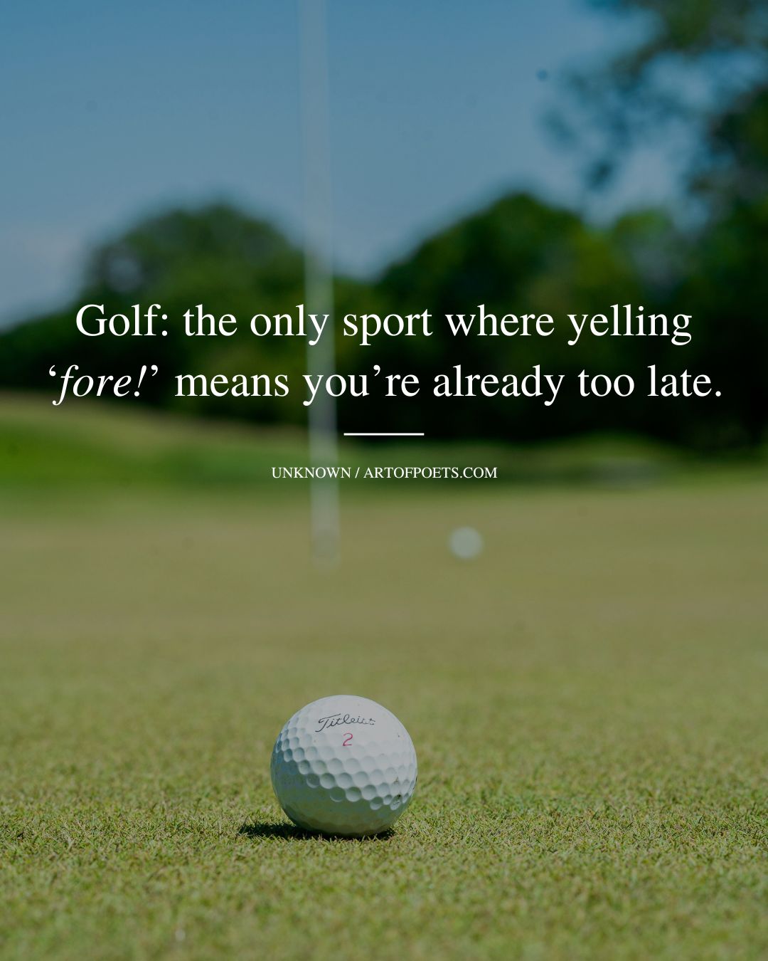 Golf the only sport where yelling ‘fore means youre already too late