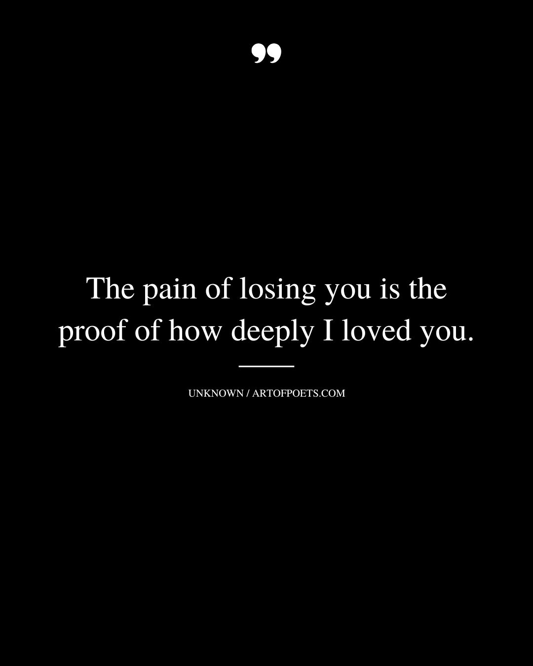 The pain of losing you is the proof