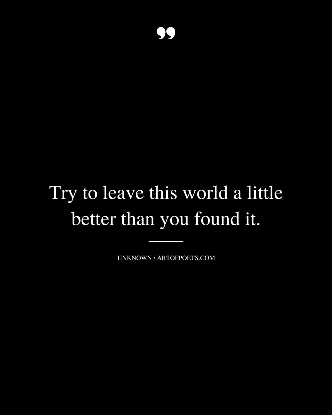 Try to leave this world a little better than you found it 2