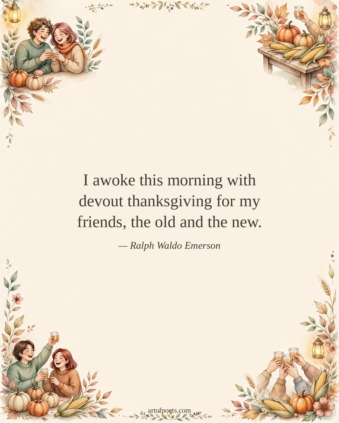I awoke this morning with devout thanksgiving for my friends, the old and the new.