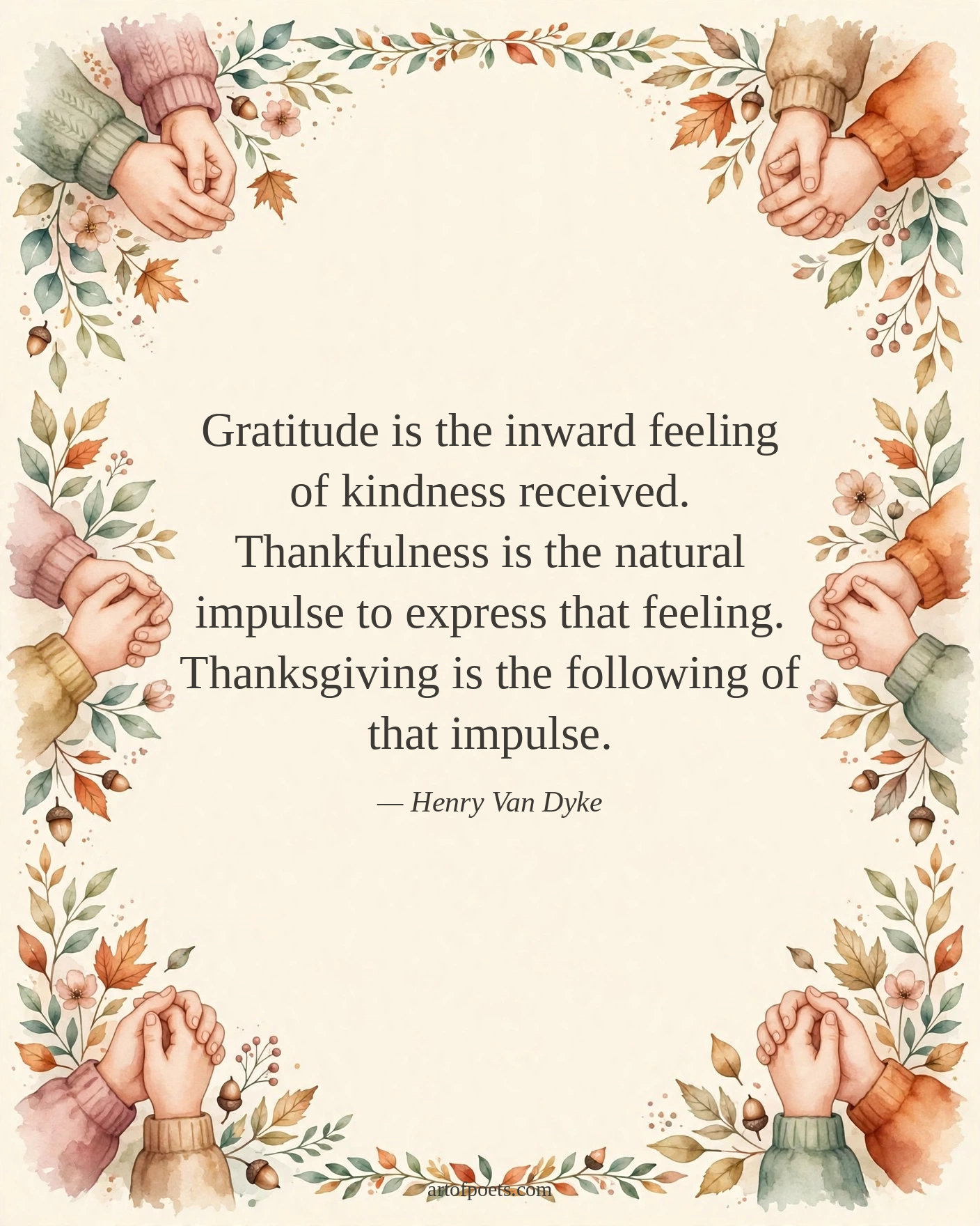 Gratitude is the inward feeling of kindness received. Thankfulness is the natural impulse to express that feeling. Thanksgiving is the following of that impulse.